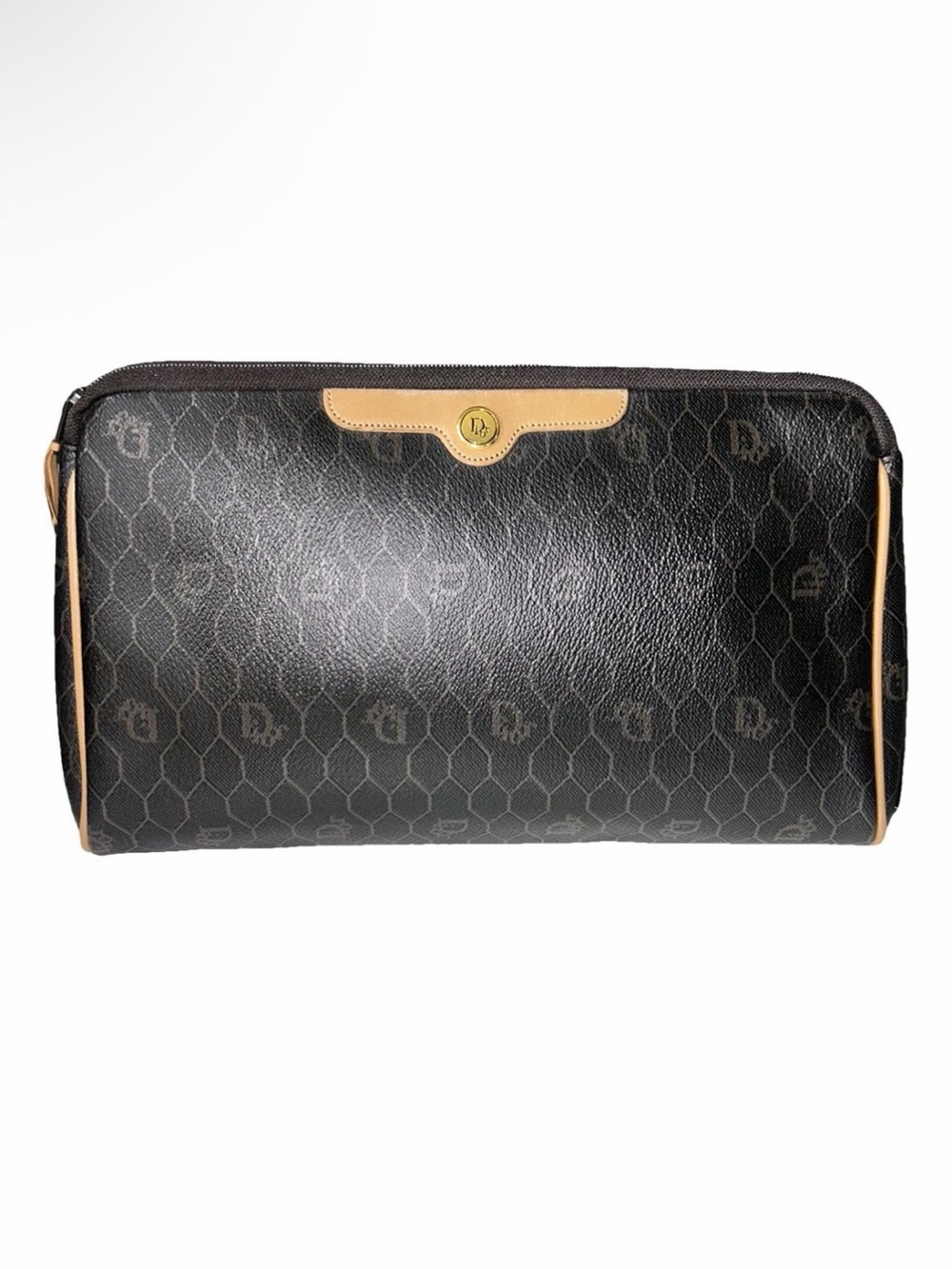 Christian Dior Brown Honeycomb Vintage Clutch Bag